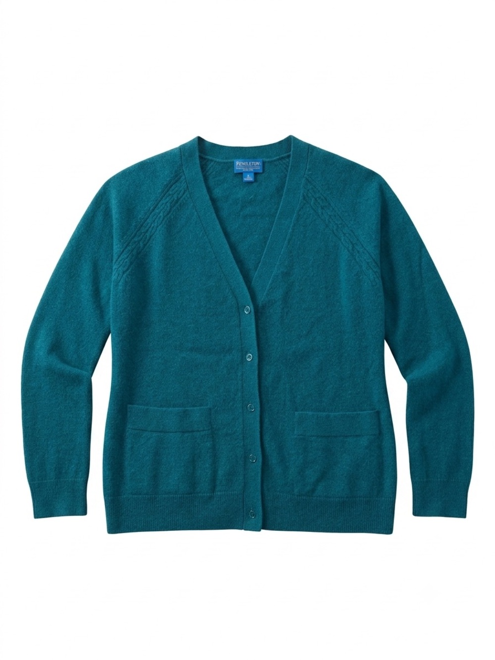 Pendleton 100% Cashmere Cardigan Sweater Teal Emerald Small S